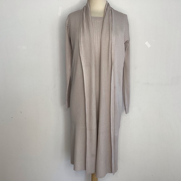 Magaschoni Sweaters - Mangaschoni 2 piece ribbed knit bodycom sheath dress/long openfront duster M NWT